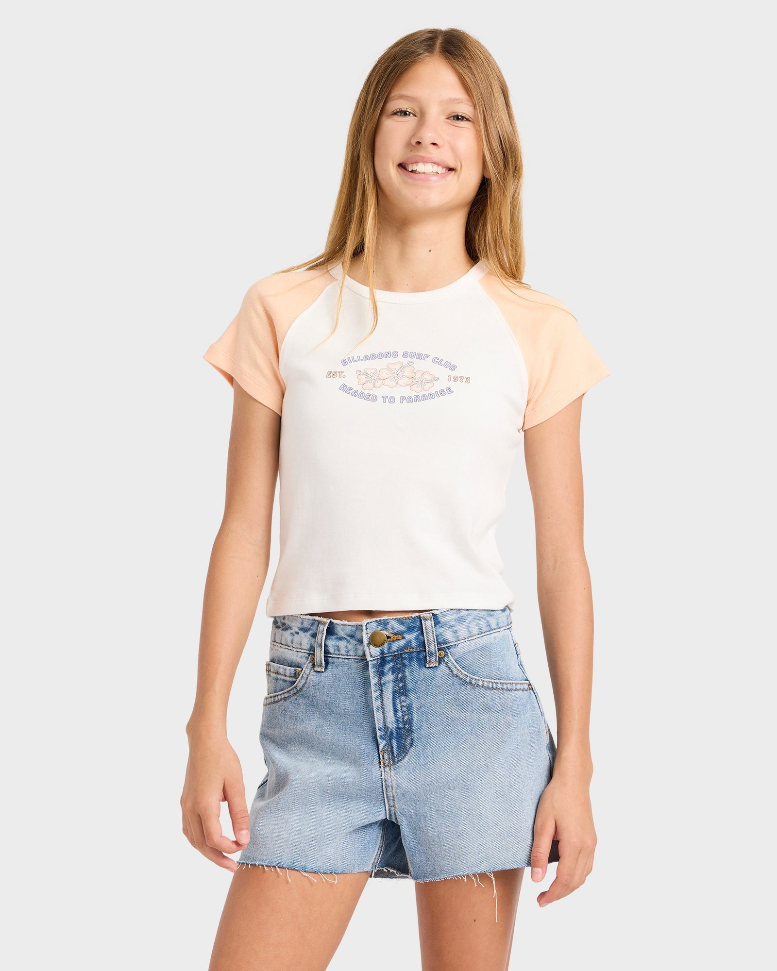 Girls 6-14 Surf Club Ringer Raglan T-Shirt