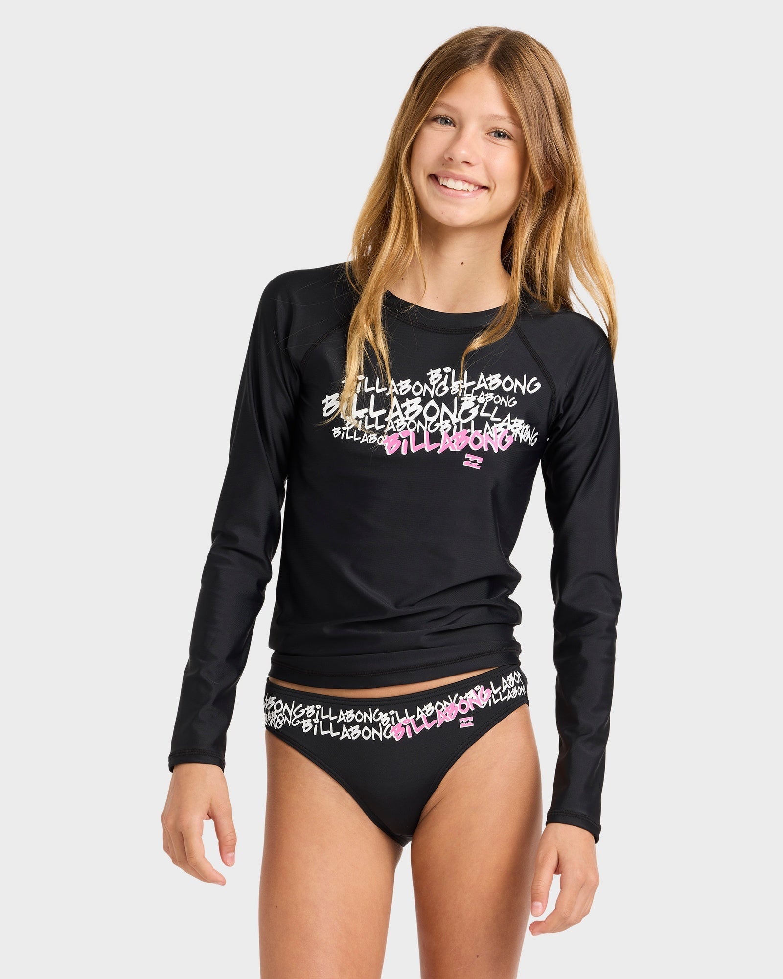 Girls 6-16 Say My Name Long Sleeve Rash Vest Set