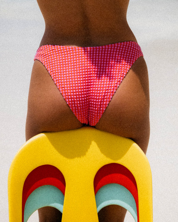 Womens Mini Wave Check Hike Bikini Bottom