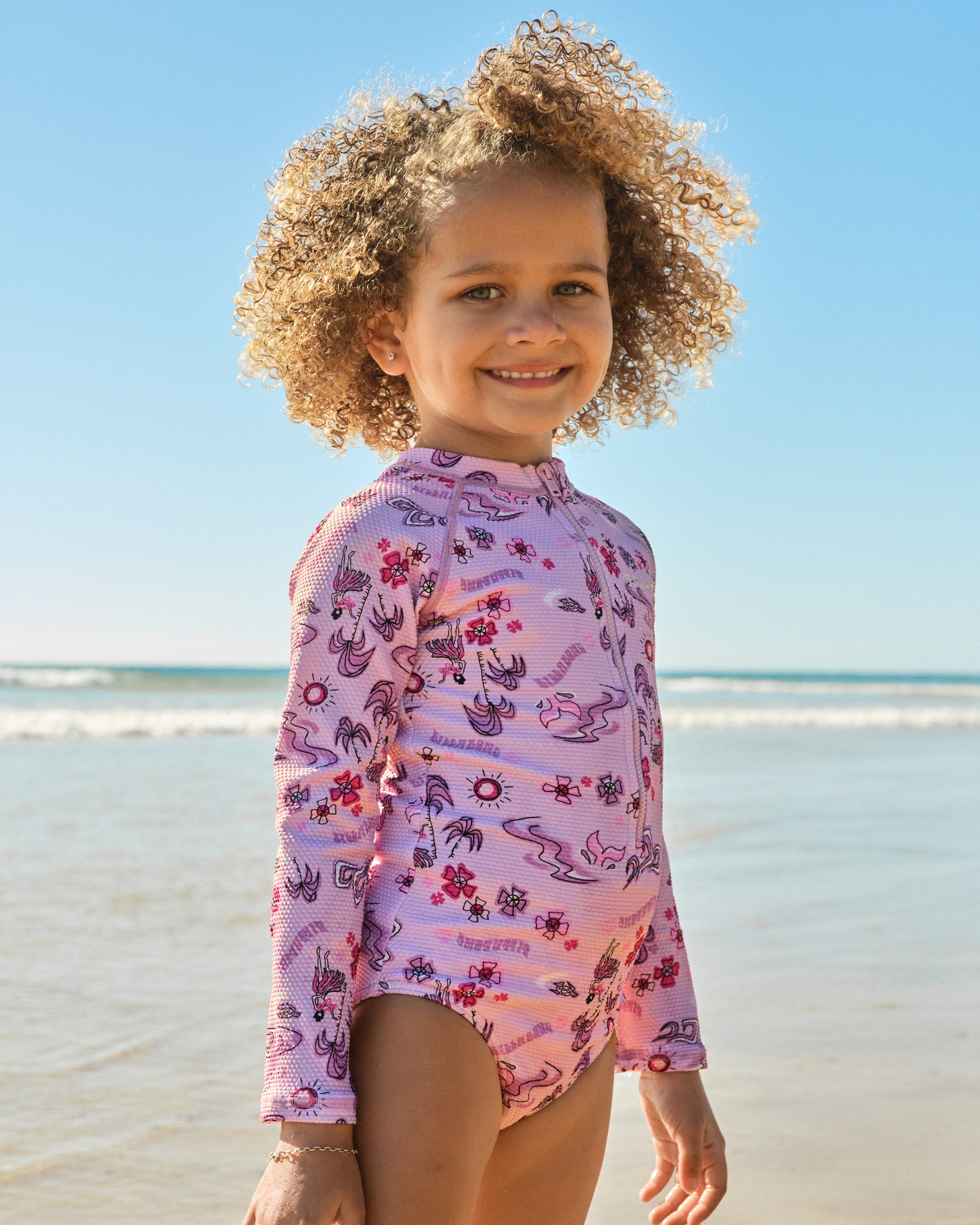 Girls 0-5 Hula Haze One Piece Shortie Long Sleeve Rash Vest