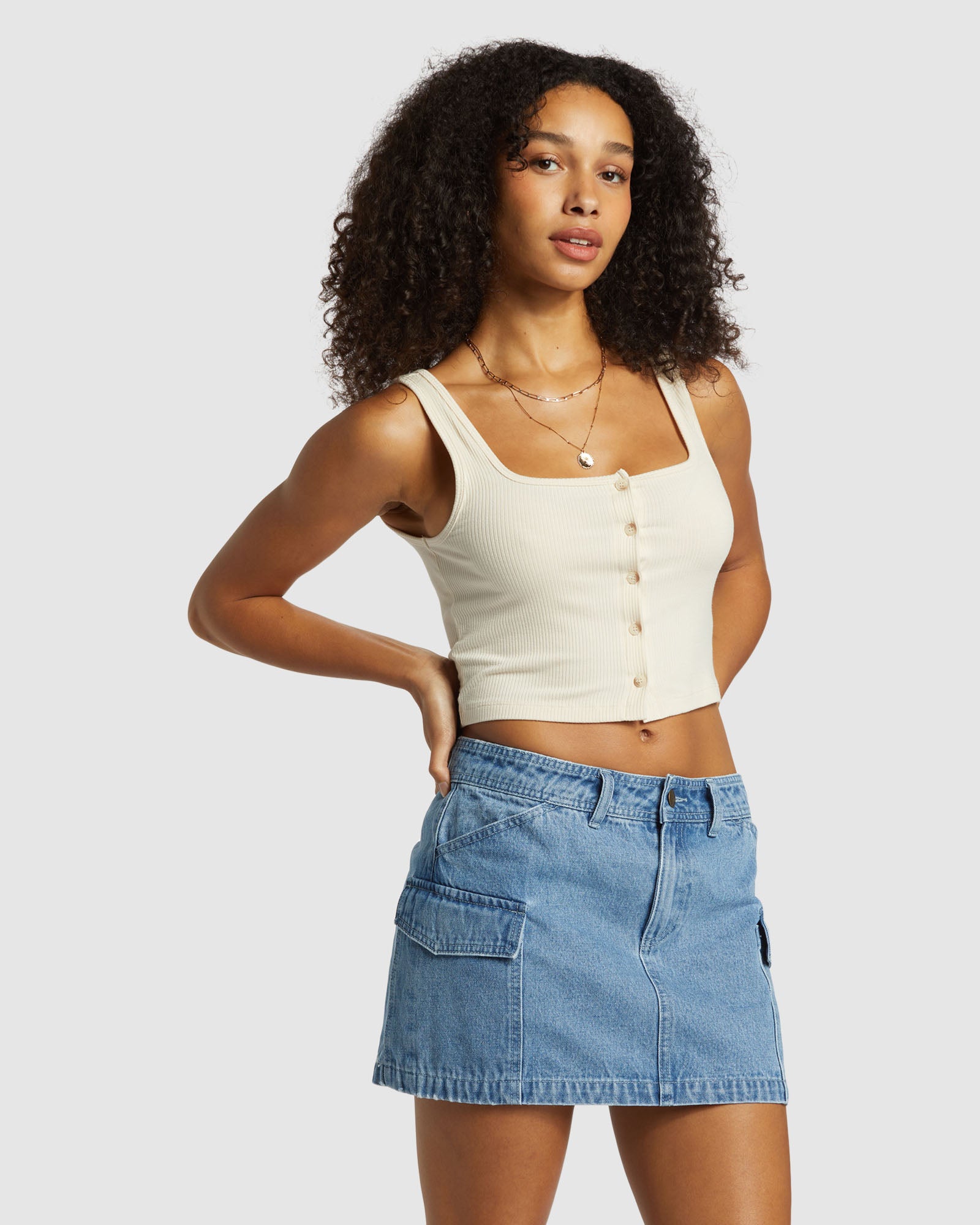 Womens Hilary Cargo Denim Skirt