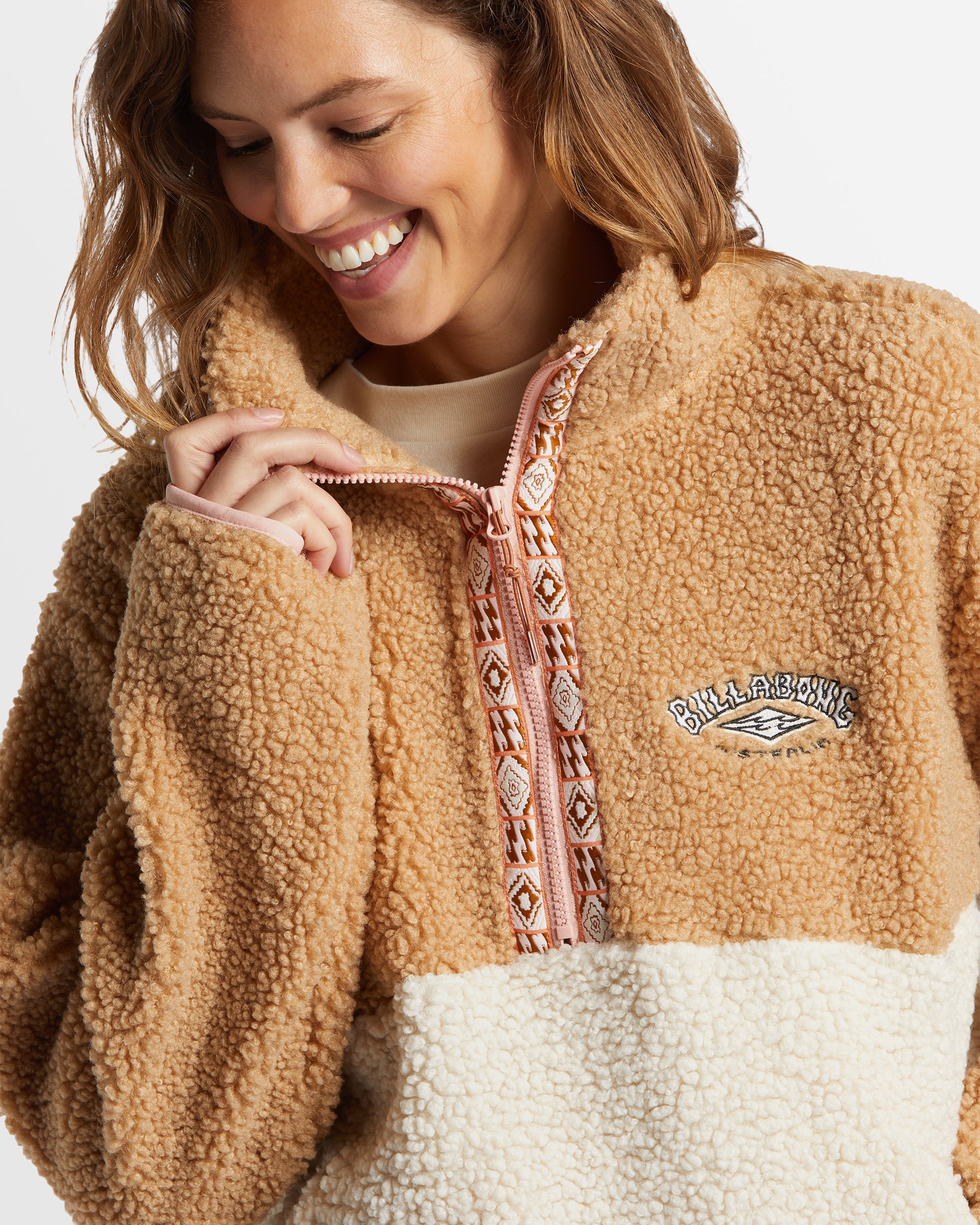 Womens Horizon Colorblock Half Zip Fleece Pullover