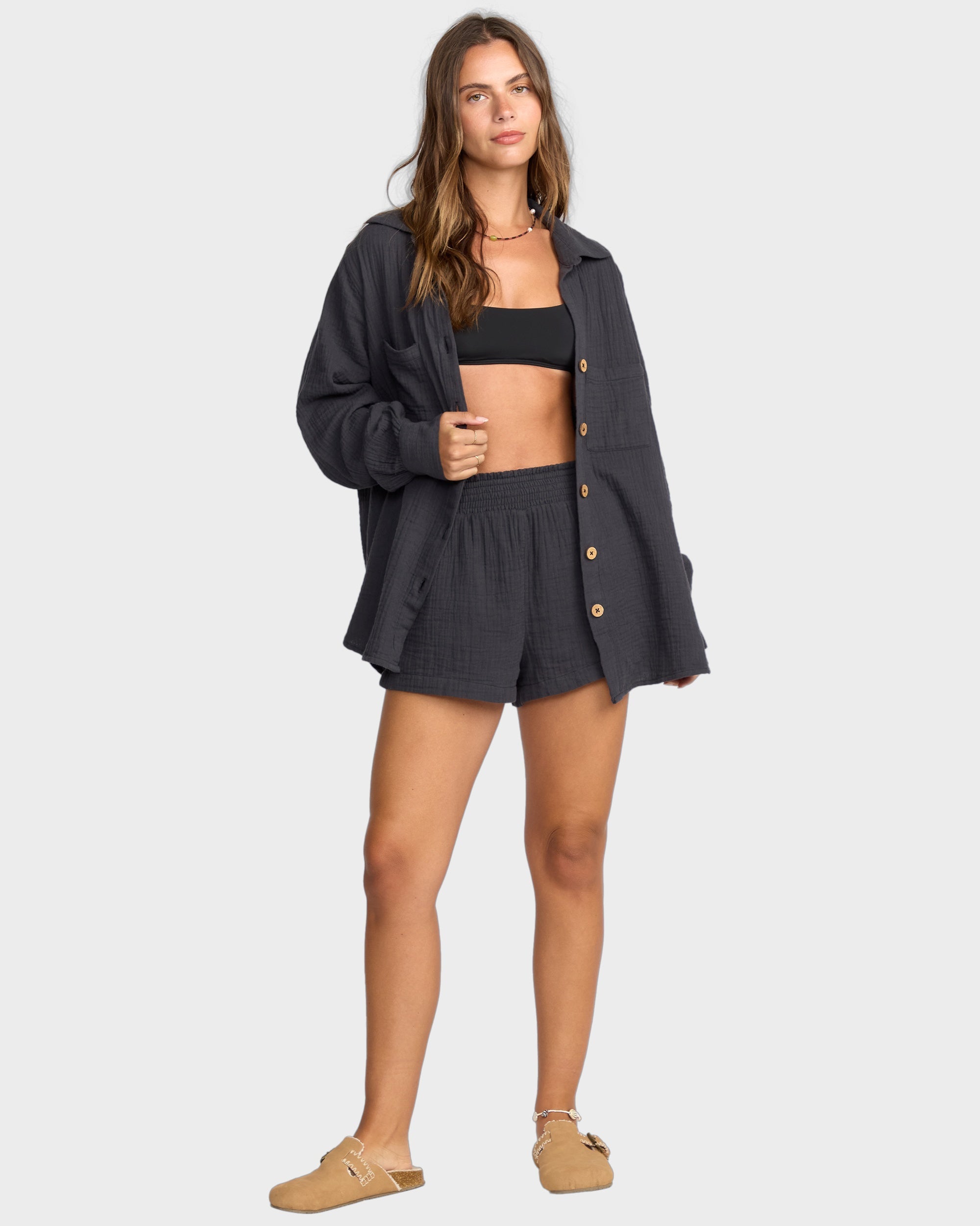 Womens In The Waves Elastic Waist Shorts