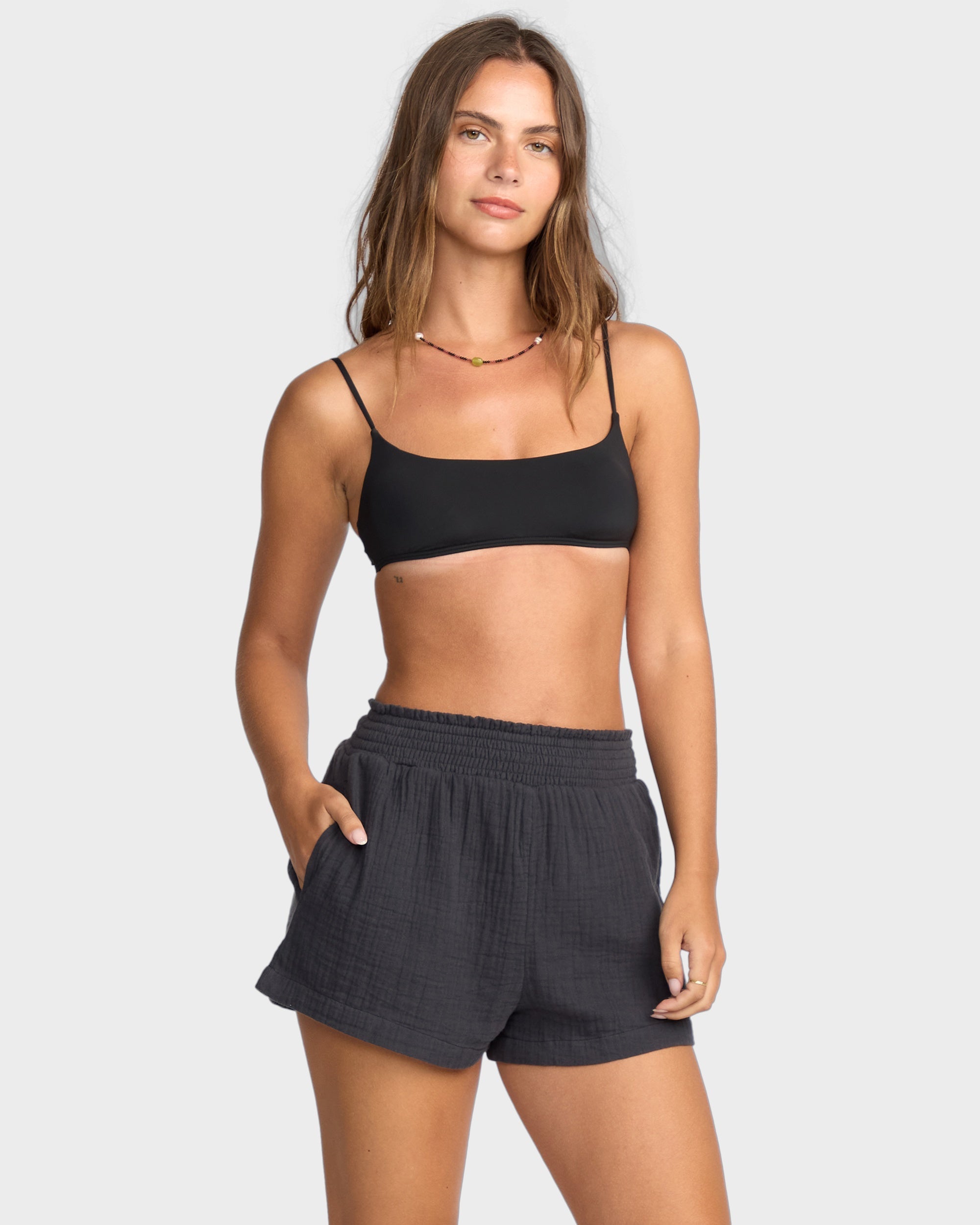 Womens In The Waves Elastic Waist Shorts