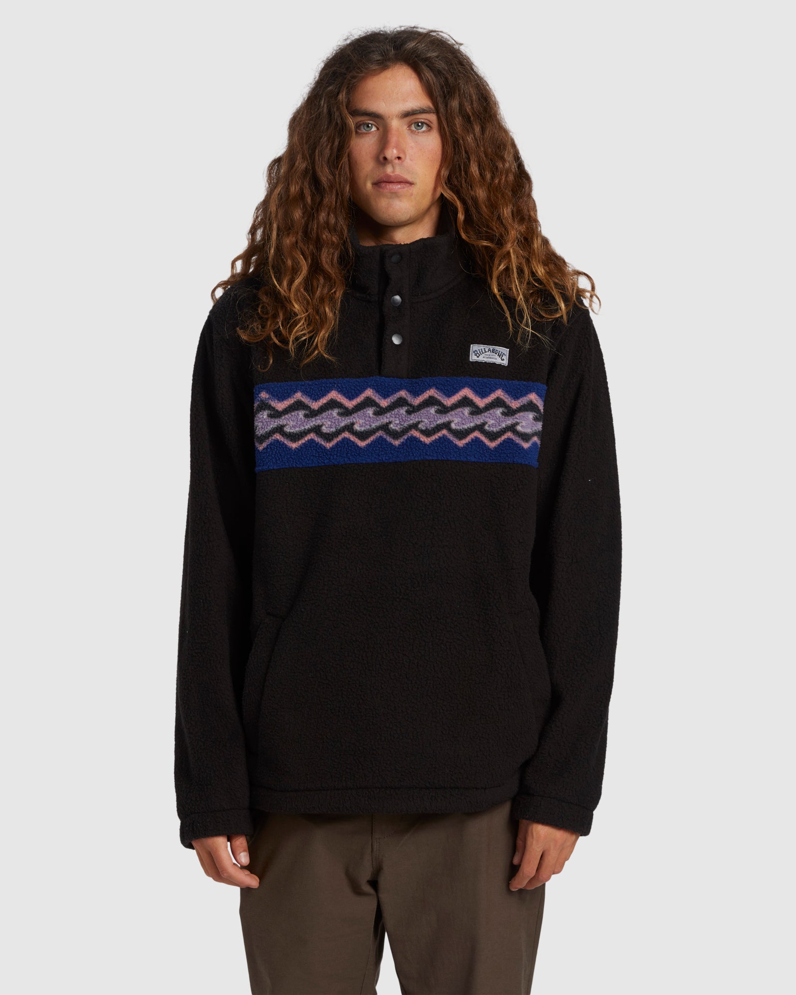 Mens A/Div Boundary Mock Snap Fleece Pullover