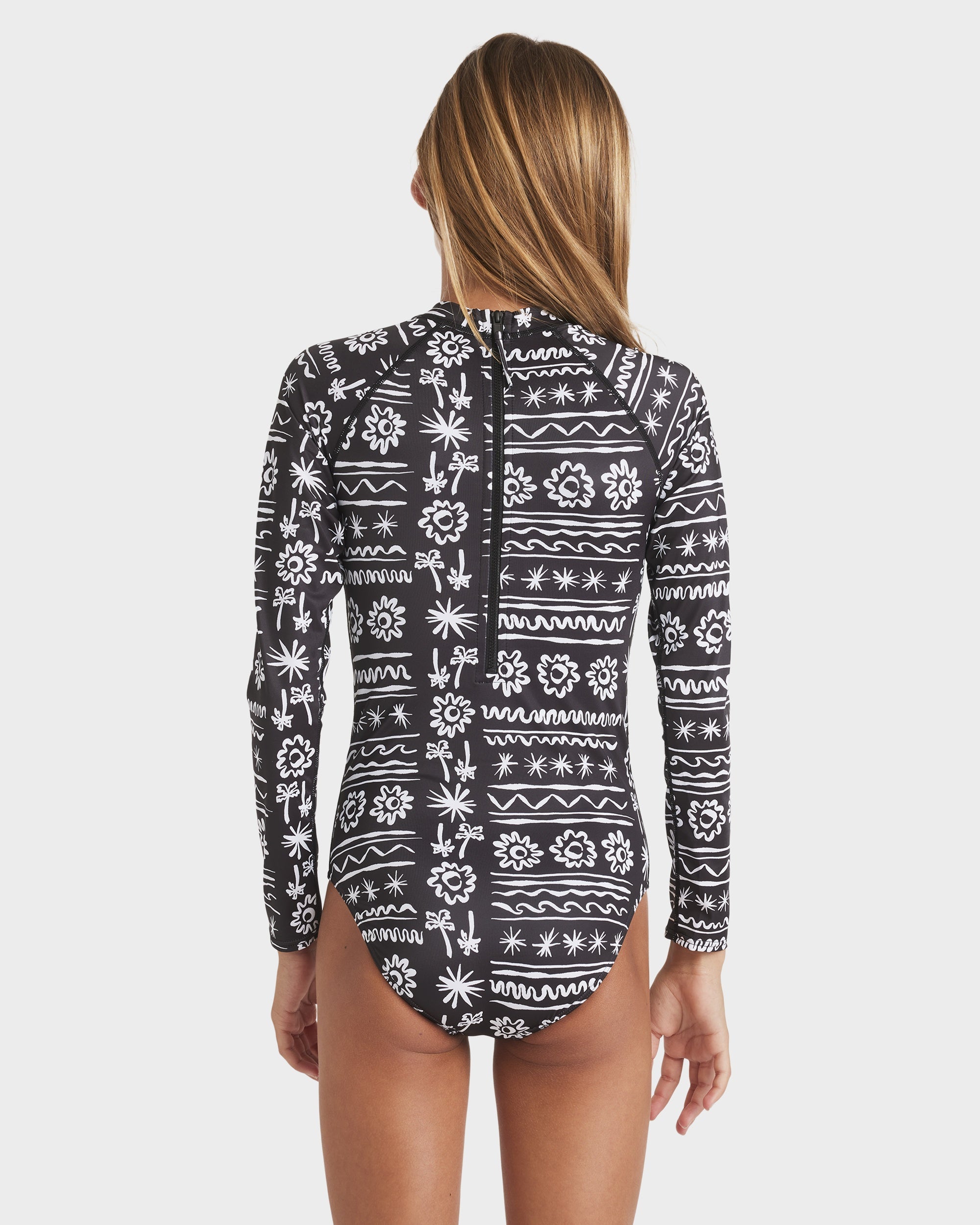 Girls 8-14 Lost On You Long Sleeve Bodysuit Rash Vest