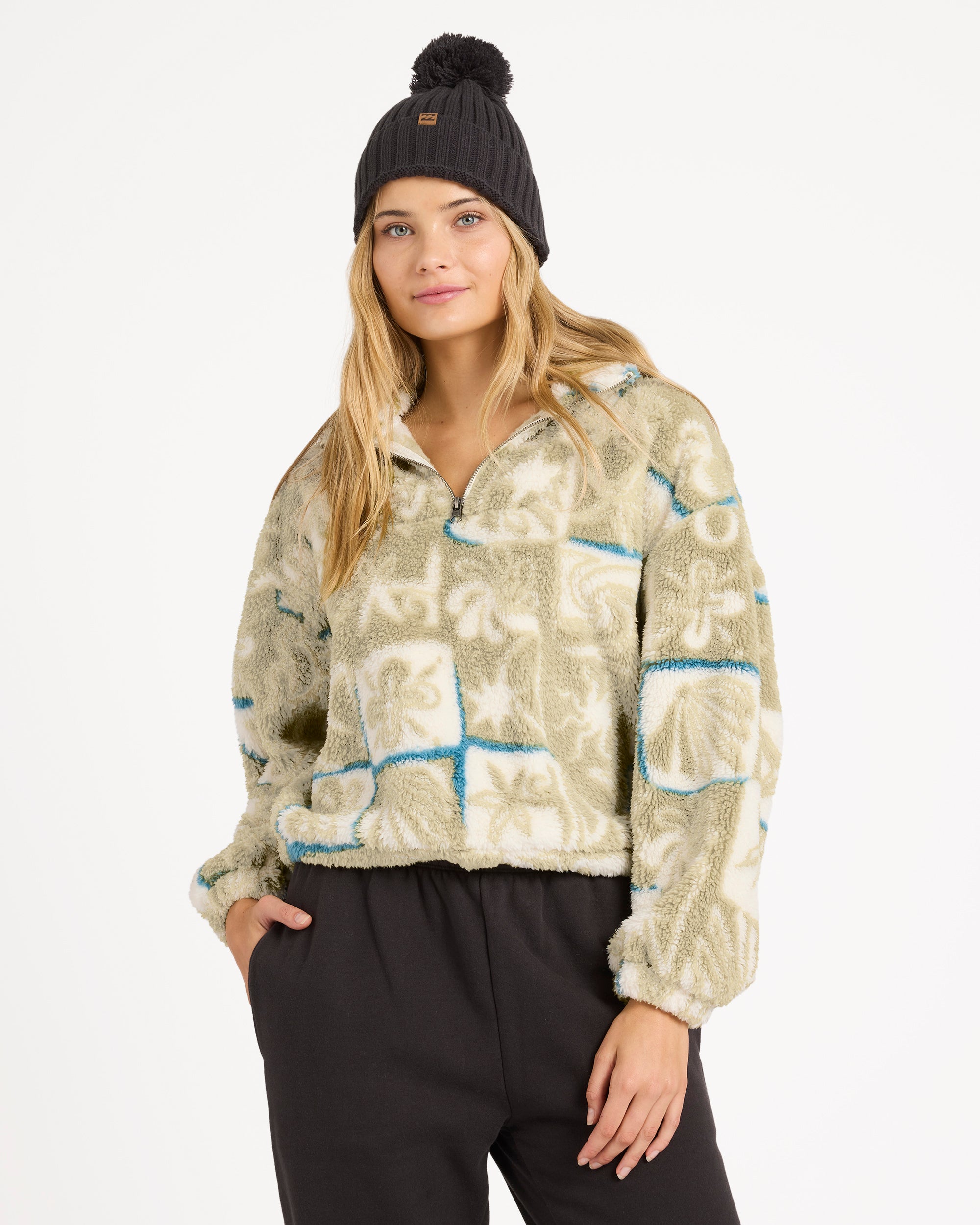 Womens Sea Check Half Zip Fleece Pullover