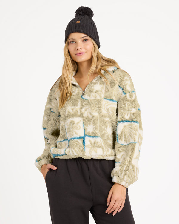 Womens Sea Check Half Zip Fleece Pullover