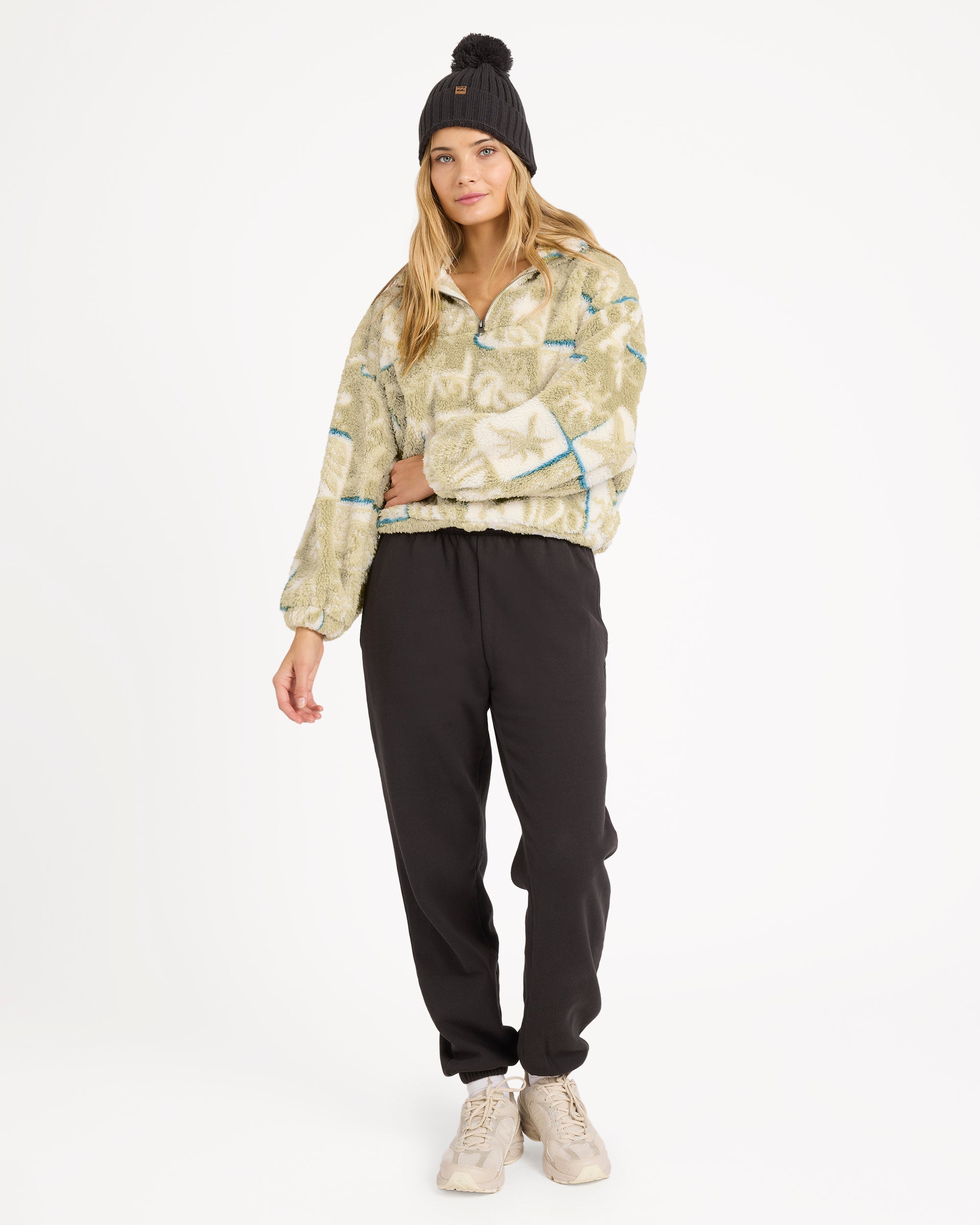 Womens Sea Check Half Zip Fleece Pullover