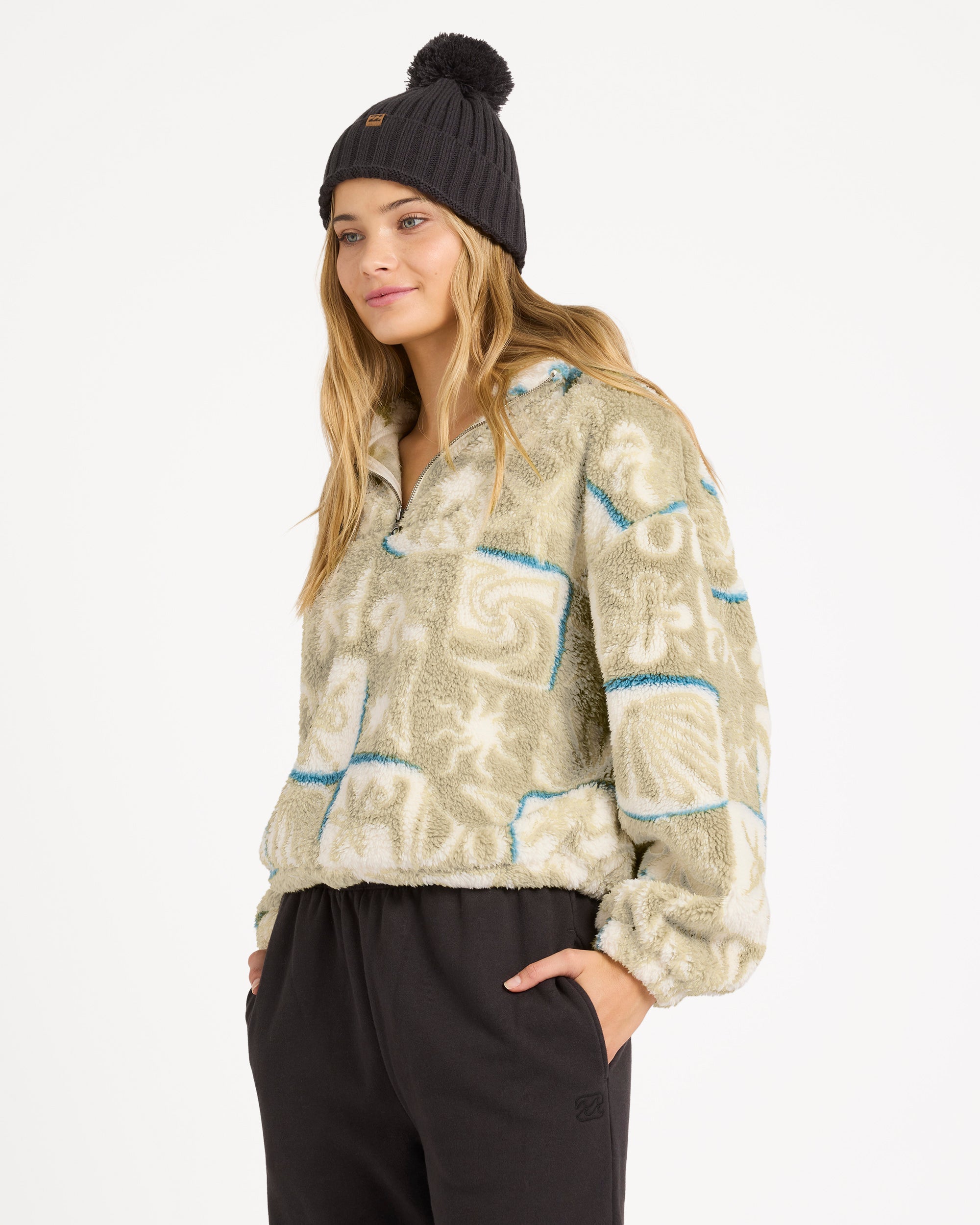 Womens Sea Check Half Zip Fleece Pullover