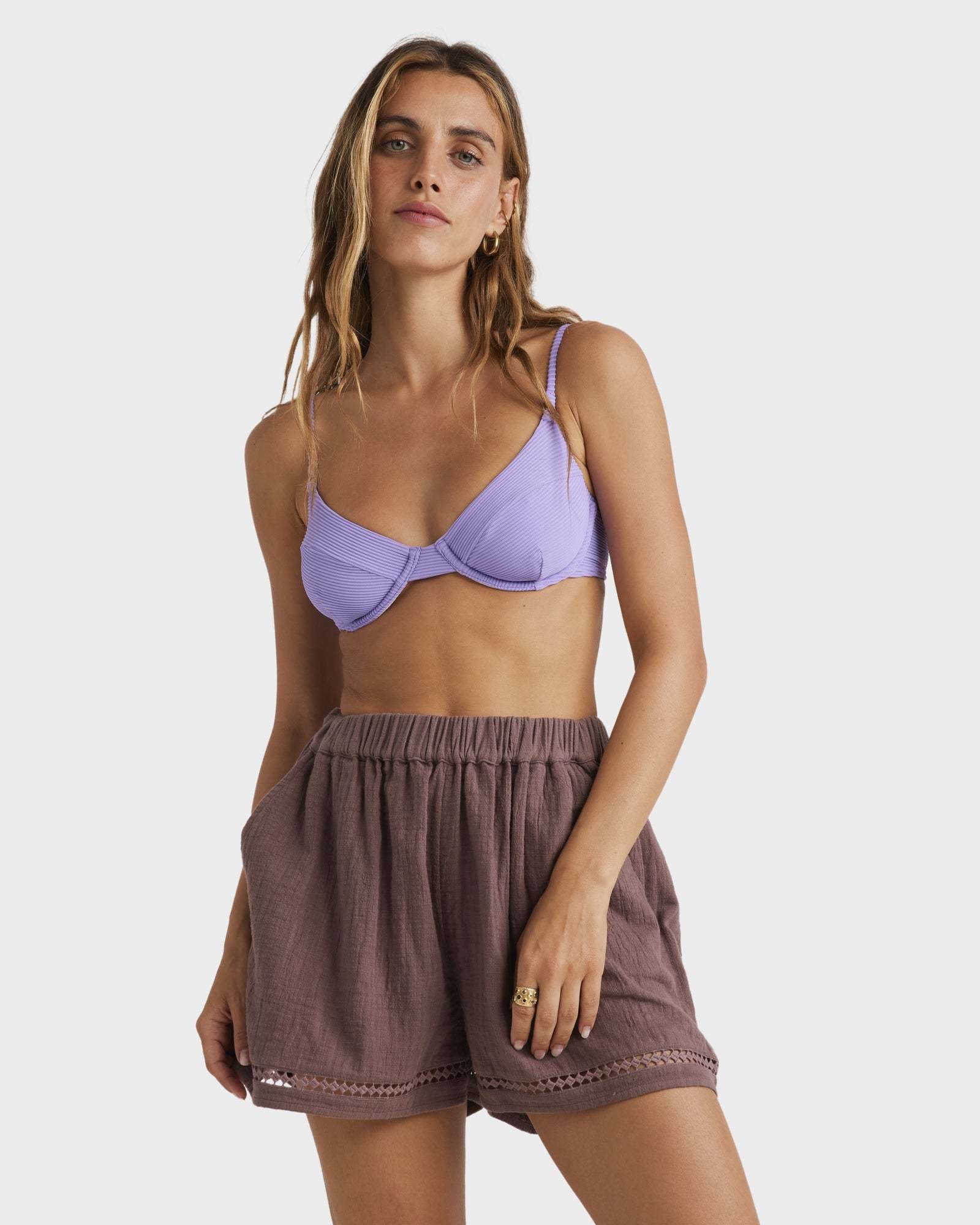 Womens Summers End Elastic Waist Shorts