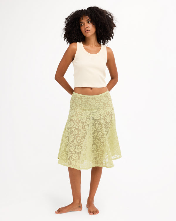 Womens Paisley Lace Midi Skirt
