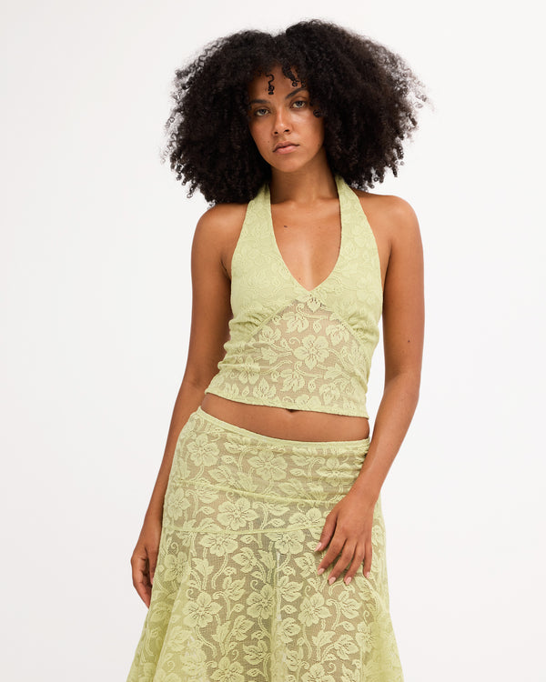 Womens Paisley Lace Halter Top