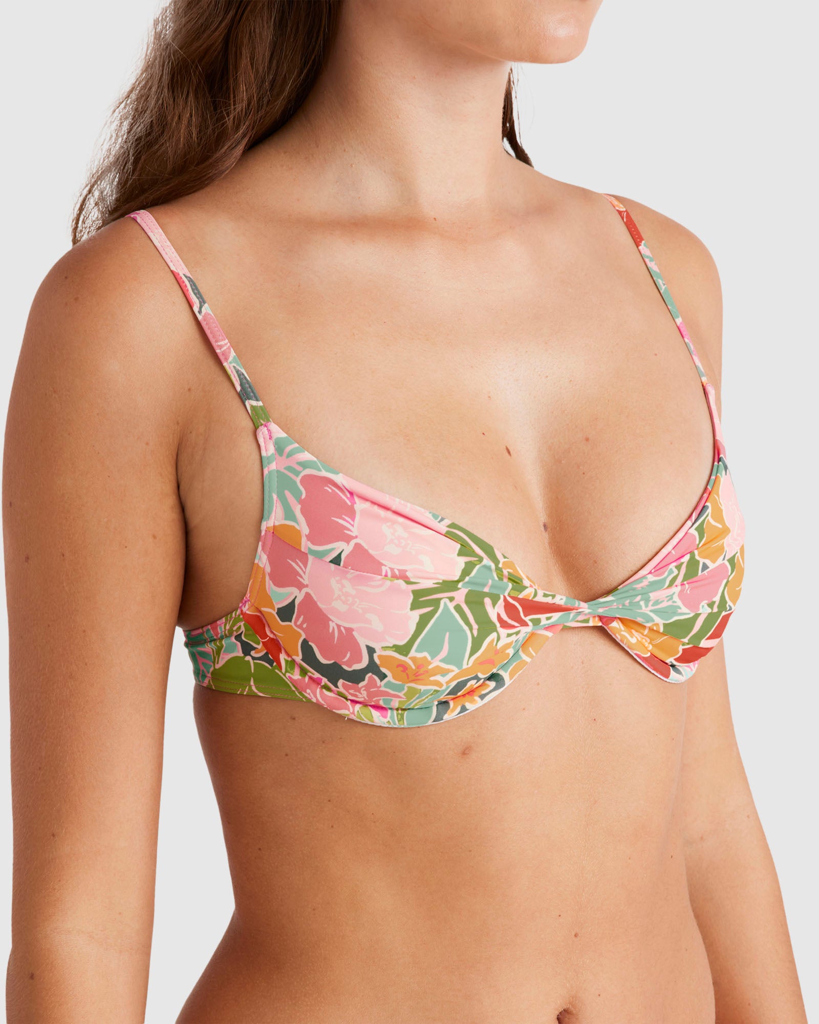 Womens Tropic Highs Twisted Demi Bralette Bikini Top