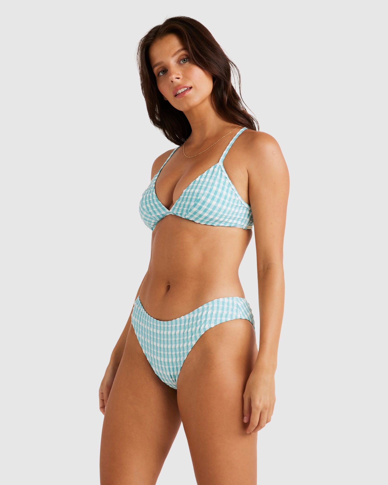 Womens Wave Check Charlie Triangle Bikini Top