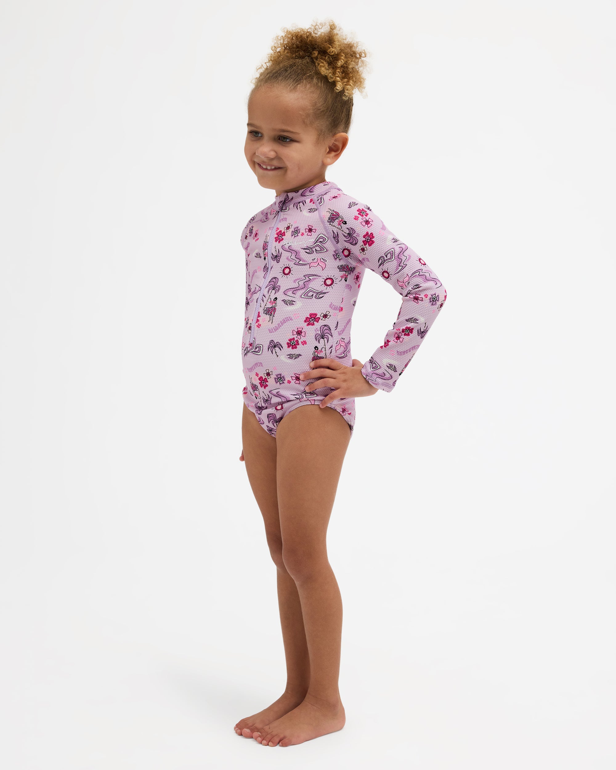 Girls 0-5 Hula Haze One Piece Shortie Long Sleeve Rash Vest