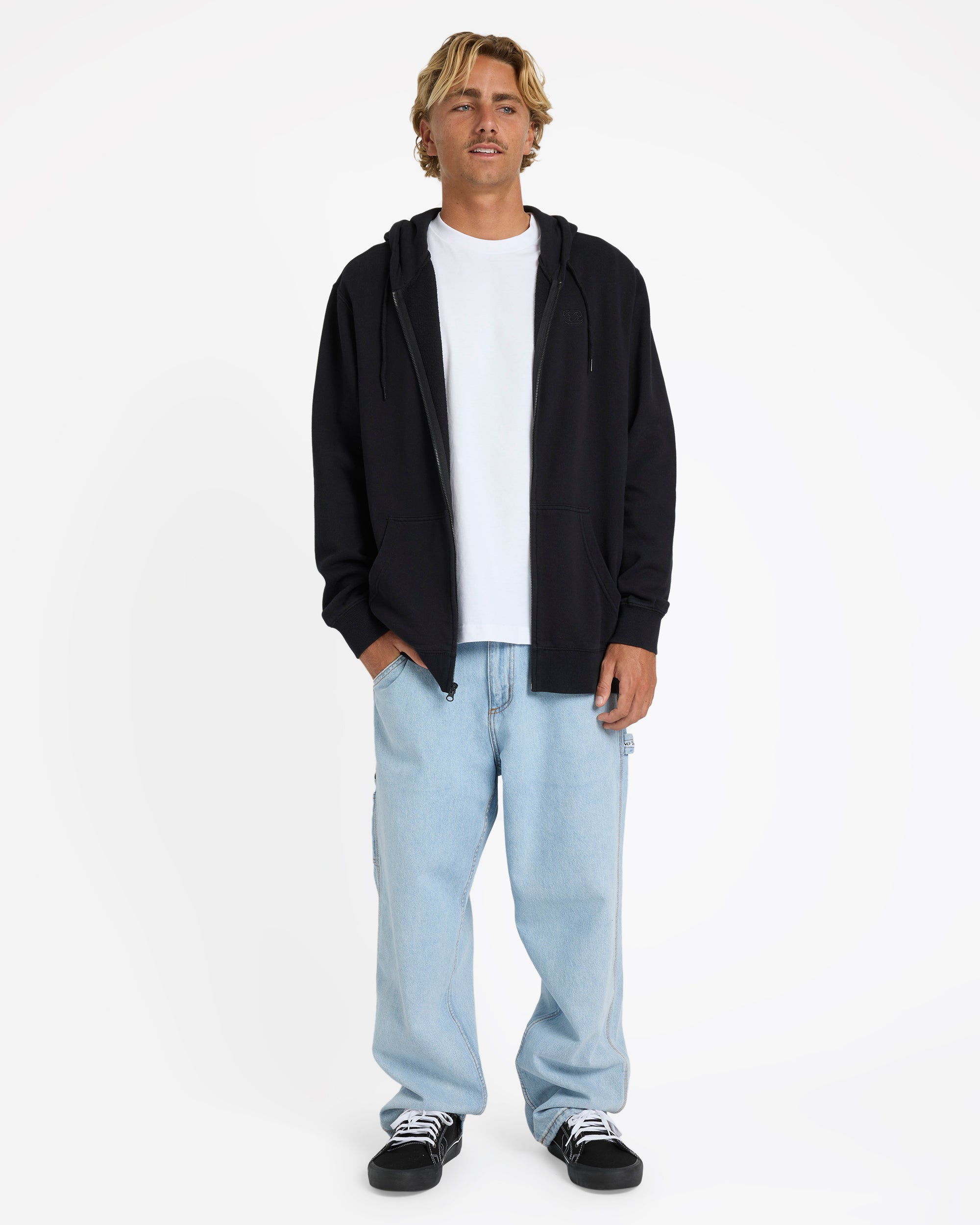 Mens Premium Wave Washed Zip Up Hoodie