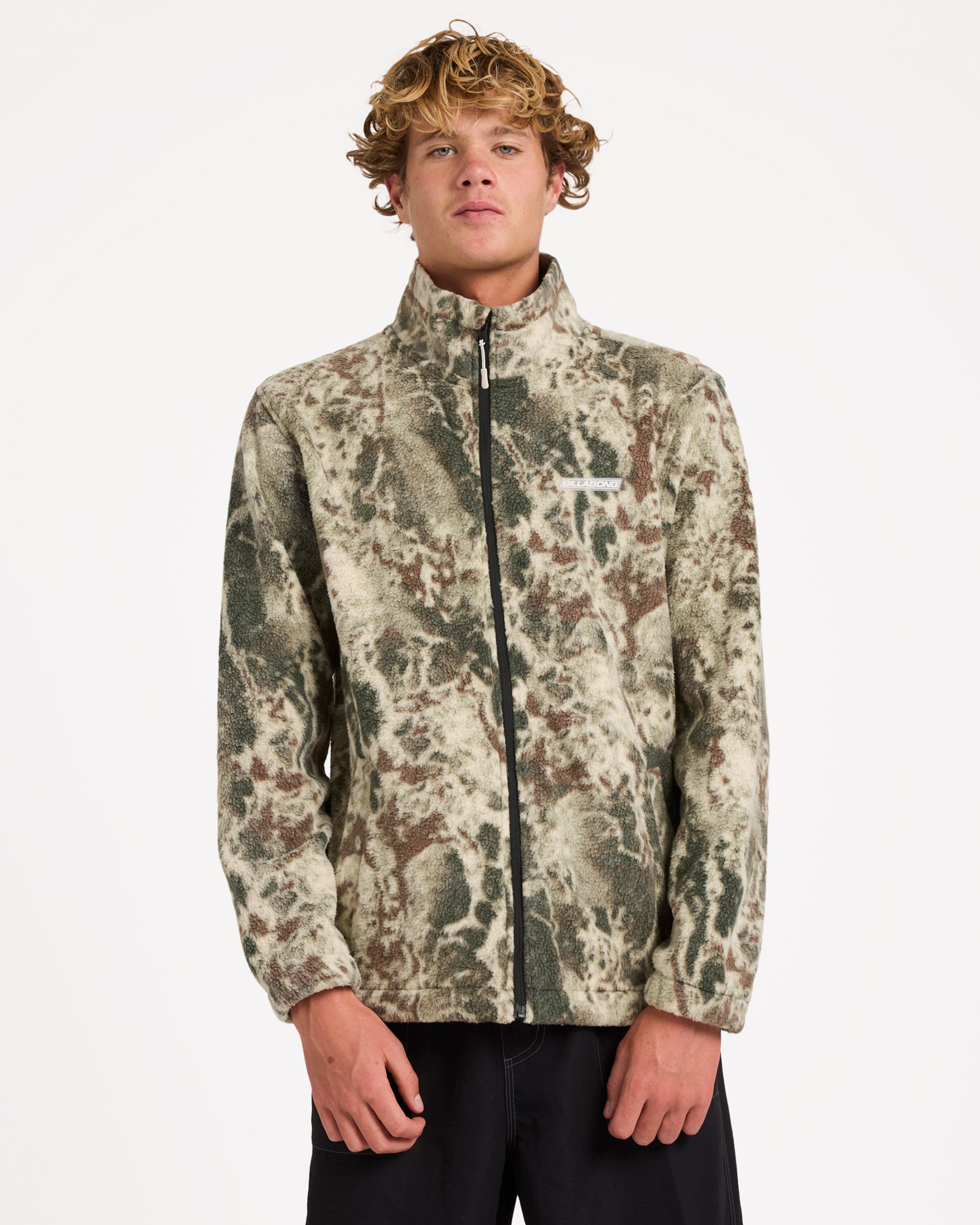 Mens Boundary Mock Zip Up Fleece Jacket