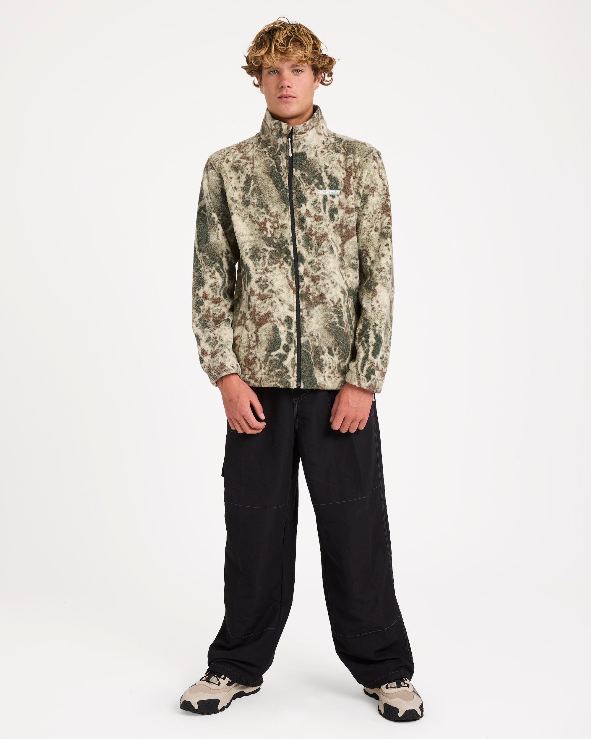 Mens Boundary Mock Zip Up Fleece Jacket